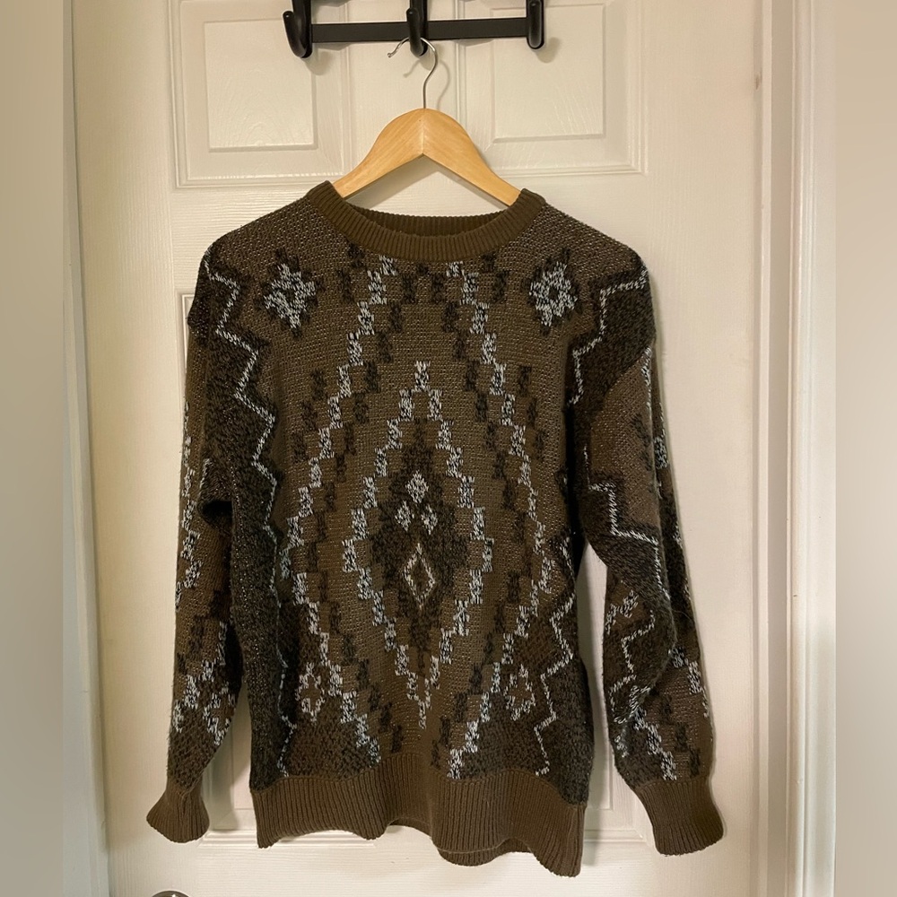 Vintage Men's Small Brown Patterned Sweater